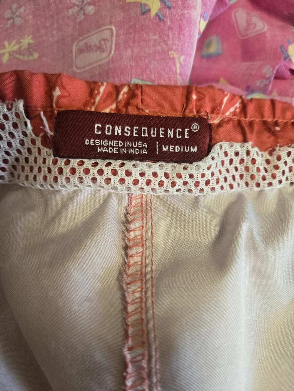 CONSEQUENCE Red Paisley Bandana Print Swim Trunks | Board Shorts, Size M